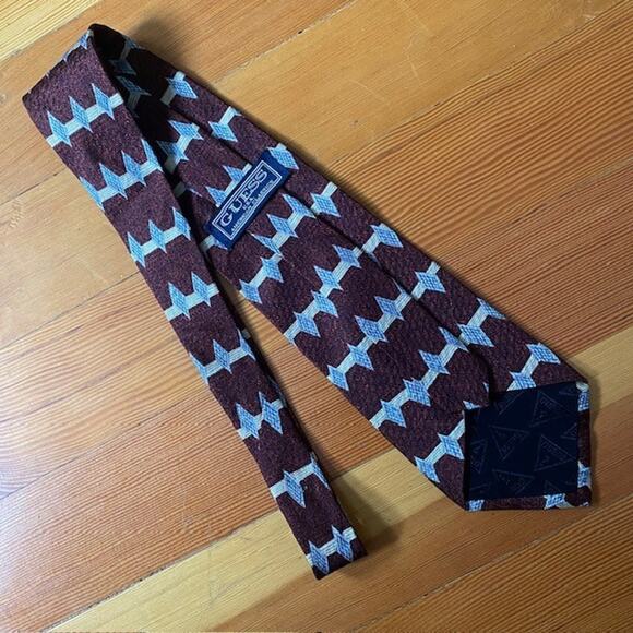 Guess Vintage Retro Imported Silk Tie Made in USA American Classic Gold Burgundy - Picture 5 of 6